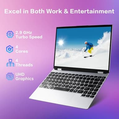 ANPCOWER 2025 Latest 14'' Laptop Compatible with Windows 11, 8GB RAM 256GB SSD, Quad-Core Processor(2.9GHz), 1080P FHD Display, TF Card Slot, USB-C, Mini-HDMI, WiFi5, Bluetooth, Webcam, Silver - Image 2