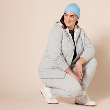 Amazon Essentials Women's Sherpa-Lined Fleece Full-Zip Hooded Jacket (Available in Plus Size), Grey Heather, Large - Image 8