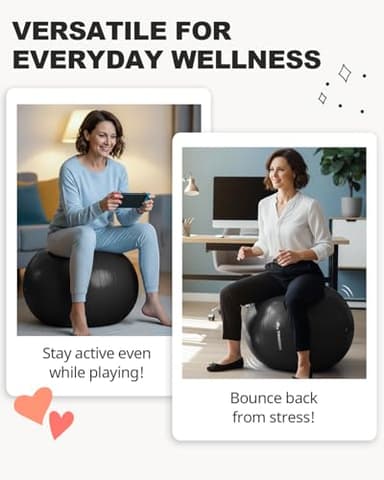 Trideer Yoga Ball for Exercise, Pregnancy & Birthing, 5 Sizes Exercise Ball for Physical Therapy, Stability, Fitness, Quick Pump Included - Image 4