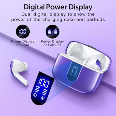 TAGRY Bluetooth Headphones True Wireless Earbuds 60H Playback LED Power Display Earphones with Wireless Charging Case IPX5 Waterproof in-Ear Ear buds with Mic for TV Smart Phone Laptop Computer Sports - Image 2