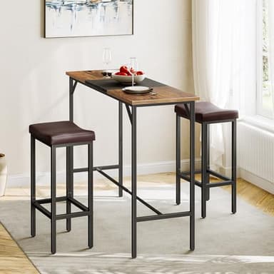 HOOBRO Bar Chairs, Set of 2 Counter Height Saddle Stools with Curved Surface, 24.8 Inches, 2.4" Thick Upholstery, for Kitchen and Dining Room, Brown and Black BC10BY01 - Image 8