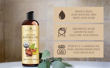Handcraft Blends USDA Organic Jojoba Oil | Cold-Pressed | 8 Fl Oz | 100% Pure & Natural | for Hair, Skin & Face | Premium Grade Carrier Oil | for Massage & Aromatherapy | Hexane-Free - Image 5