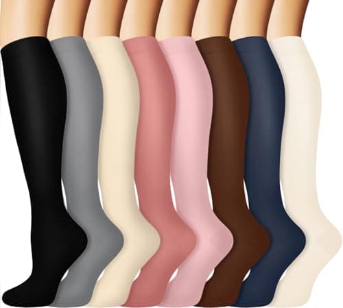 Graduated Copper Compression Socks for Men & Women Circulation 8 Pairs 15-20mmHg - Best for Running Athletic Cycling - Image 1