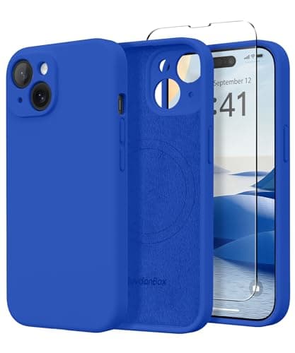 SuydanBox Magnetic for iPhone 15 Case, Compatible with MagSafe, [Screen Protector + Full Camera Protection], Silicone Shockproof Anti-Scratch Protective Phone Case for iPhone 15 6.1", Klein Blue - Image 1