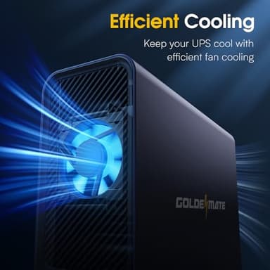 GOLDENMATE 1000VA/800W Lithium UPS Battery Backup & Surge Protector, Backup Battery Power Supply with LiFePO4 Batteries(230.4 Wh), Sinewave UPS System, 10 Years Lifespan, 8 Ports, LCD Display, Gray - Image 7