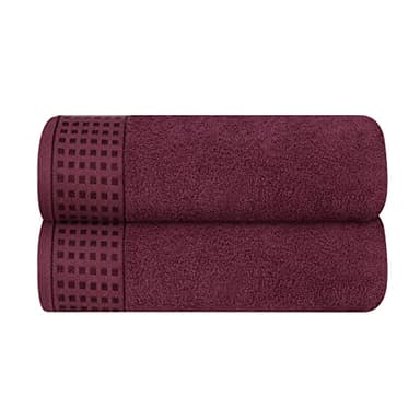 GLAMBURG 100% Cotton 2 Pack Oversized Bath Towel Set 28x55 Inches, Ultra Soft Highly Absorbant Compact Quickdry & Lightweight Large Bath Towels, Ideal for Gym Travel Camp Pool - Burgundy - Image 1