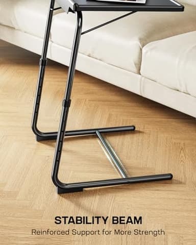 LORYERGO Multifunctional TV Tray Table - [2 Packs] Adjustable TV Dinner Tray Tables with 6 Height & 3 Tilt Angle, Folding TV Trays with Cup Holder for Bed & Sofa, for Eating & Reading - Image 3