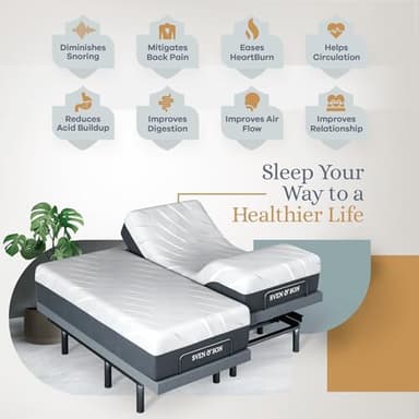 Sven & Son Bliss Adjustable Bed Base-Frame + 14 inch Hybrid Spring Matt (Medium Soft), Head and Foot Lift, Lumbar, Pillow-Tilt, Massage, Under-Bed Lights, USB - Split King - Image 3