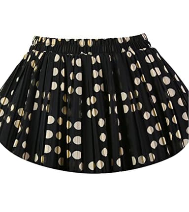 Kingfancy Women's Pleated Skirt Chiffon Elastic Waist A-Line Midi Length Skirt Black Dot M - Image 3