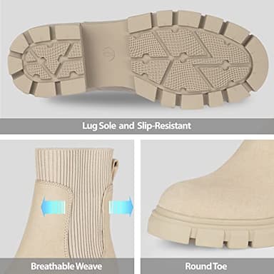 Athlefit Women's Chelsea Boots Fall Platform Ankle Boots Slip on Chunky Lug Sole Boots - Image 3