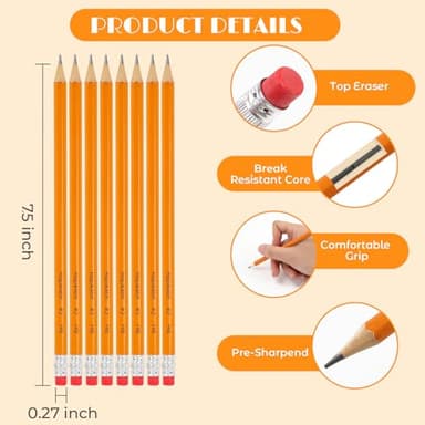 Hapikalor 360-Pack Sharpened #2 Yellow Pencils with Erasers, Bulk Pack Graphite Pencils for School Classroom Teacher Supplies, Writing, Drawing and Sketching - Image 3