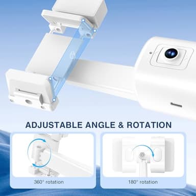 Auto Face Tracking Tripod 360° Rotating Cell Phone Photo and Video Kits Stand, No App, Camera Stand with Remote and Gesture Control, Rechargeable Smart Shooting Stand for Live Recording Tiktok (White) - Image 3