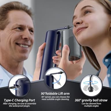 Ear Wax Removal - Electric Ear Irrigation Flushing System, Water Powered Ear Cleaner with 4 Pressure Modes, Safe and Effective Ear Cleaning Tool, Water Resistant USB Rechargeable (Blue) - Image 6