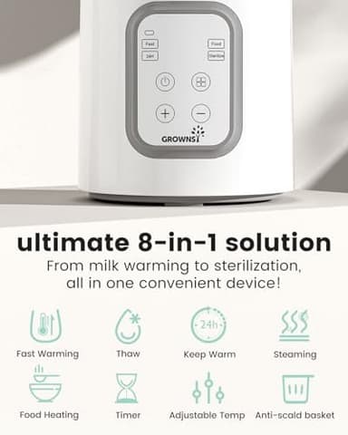 Bottle Warmer, GROWNSY 8-in-1 Fast Baby Milk Warmer with Timer for Breastmilk or Formula, Accurate Temperature Control, with Defrost, Sterili-zing, Keep, Heat Baby Food Jars Function - Image 4