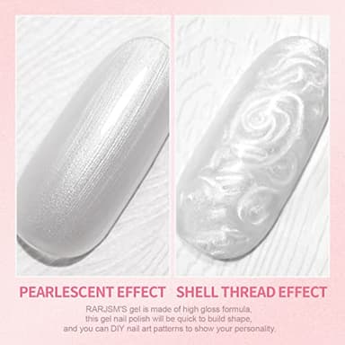 RARJSM Pearl Gel Nail Polish Set 6 Colors Pearlescent Shell Glitter White Gold Pink Green Purple Shimmer Mermaid Nail Gel Polish Soak Off Curing Requires Swirl Thread Effect DIY Manicure Use - Image 7