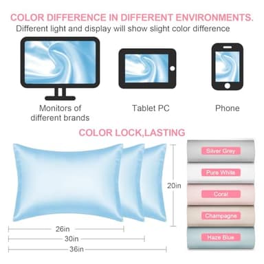 Mulberry Silk Pillow Cases Queen Size with Hidden Zipper, Ultra Smooth and Soft Breathable Cooling Silk Satin Pillowcase for Hair and Skin, Gifts for Women Men (Sky Blue, 20x30 Inches, 1 Pack) - Image 7