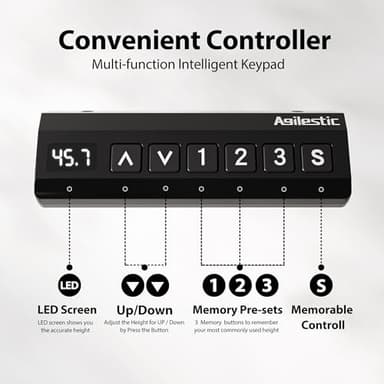 Agilestic L-Shaped Standing Desk Adjustable Height, Electric Corner Standing Desk, Sit Stand Up Desk, 75x61 inch Sit Stand Computer Table, Rustic Brown - Image 8