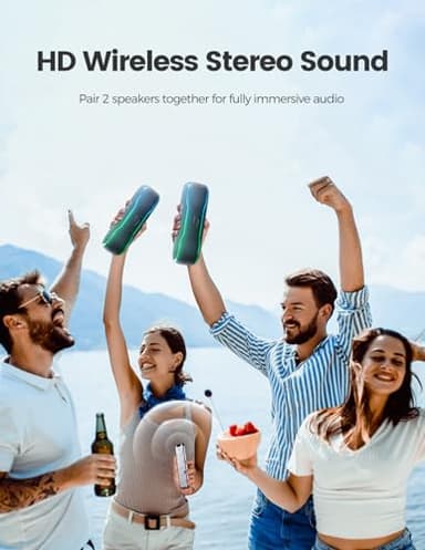 Portable Bluetooth Speaker, IPX7 Waterproof Wireless Speakers with Colorful Flashing Lights, 25W Super Bass 24H Playtime, 100ft Range, TWS Pairing for Outdoor, Home, Party, Beach, Birthday Gift - Image 8