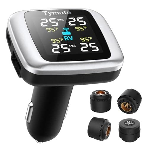 Tymate TM7 Tire Pressure Monitoring System, Wireless TPMS with 4 External Sensors & 6 Alarm Modes, Colorful Display, Real-time Tire Pressure Monitor System, Ideal for RV SUV MPV Truck Sedan (0-87 PSI) - Image 1