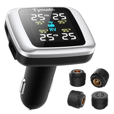 Tymate TM7 Tire Pressure Monitoring System, Wireless TPMS with 4 External Sensors & 6 Alarm Modes, Colorful Display, Real-time Tire Pressure Monitor System, Ideal for RV SUV MPV Truck Sedan (0-87 PSI) - Image 1