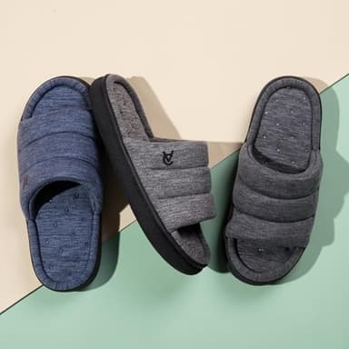 VeraCosy Mens Open-Toe Slippers Memory Foam Indoor Outdoor House Shoes for Men Ultimate Gray,9-10 US - Image 6