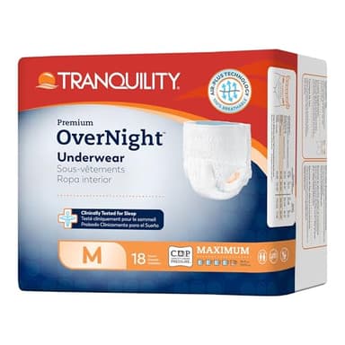 Tranquility Premium OverNight Disposable Absorbent Underwear (72 Count) - M, 34-48 in. Waist - Maximum Absorbency, All-Night Sleep, Breathable Comfort, 72 Adult Diapers - Image 1