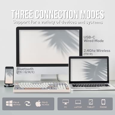 EPOMAKER Galaxy100 QMK/VIA Wireless Gaming Keyboard, Aluminum Shell, Bluetooth/2.4Ghz/USB-C, Pre-Lubed Hot-Swappable Linear Switches, NKRO, RGB Backlit (Creamy White, Marble White Switch) - Image 5