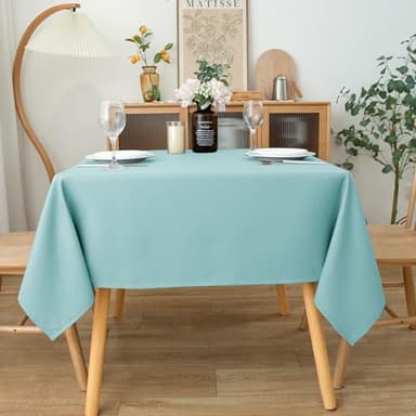 Biscaynebay Square Tablecloth 70x70 Inch-Auqa Blue Card Fabric Table Cover-Folding Table Cloths Linen Water Resistant Washable for Kitchen Dining Picnic Patio Outdoor Party Restaurant Tables - Image 3