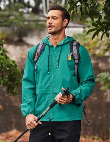 COOFANDY Raincoat for Men Cycling Packable Lightweight Hiking Rain Jacket - Image 2