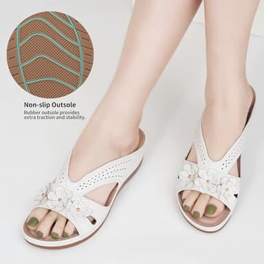 Ecetana Sandals for Women Wedge Shoes: Slip On Dressy Summer Comfortable Slides Sandals Lightweight Memory Foam Platform Shoes - Image 4