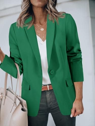 Cicy Bell Womens Casual Blazers Open Front Long Sleeve Work Office Suit Jackets Blazer Deep Green - Image 4