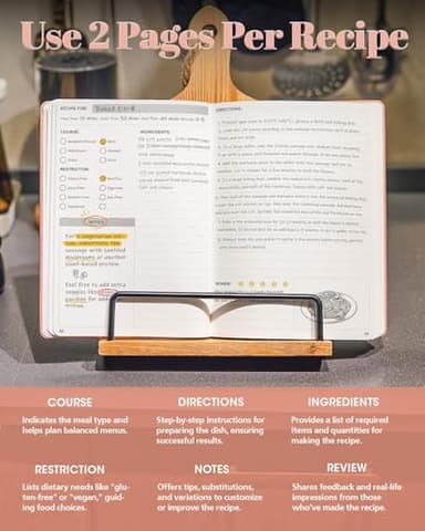 hi!SCI Blank Recipe Book to Write in Your Own Recipes, Large Recipe Notebook with 192 Pages, 7" x 10" Hardcover Recipe Journal for Family Cooking Lover (Coral Pink) - Image 2