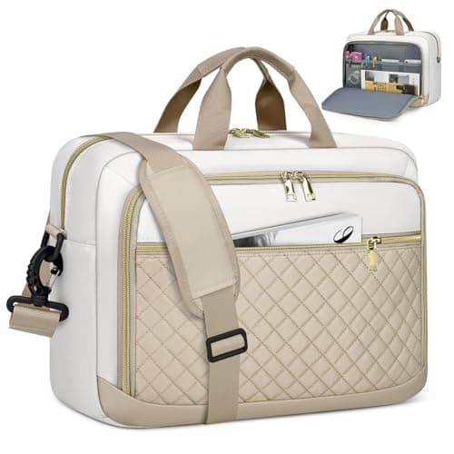 NEWHEY Laptop Bag 17.3 Inch Laptop Briefcase for Women Men Waterproof Shoulder Messenger Bag Large Computer Bag for Business Office Work College, Khaki&Beige - Image 1
