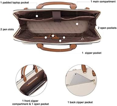 CLUCI Leather Briefcase for Women 15.6 Inch Laptop Business Computer Ladies Stylish Work Handbags Shoulder Bag - Image 6