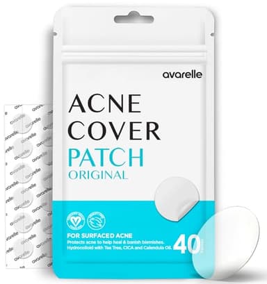 AVARELLE Acne Cover Patches, Eligible Hydrocolloid Pimple Patches for Face with Tea Tree Oil, Korean Skincare Zit Patches for Face | HSA Store Eligible Items | Vegan, Cruelty-free - Image 1
