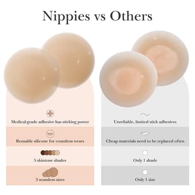 Nippies Nipple Covers for Women - Reusable Sticky Silicone Pasties with Travel Case - Original Circle or Lift Style Available - Image 3