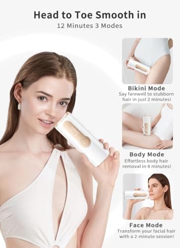 AMOTAOS IPL Laser Hair Removal for Women and Men, Ice-Cooling Laser Hair Removal Device Safe at-Home Epilators for Face Armpits Arms Bikini Line Legs Whole Body - Image 7