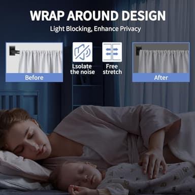 ZYRW Black Curtain Rods, Room Darkening Curtain Rod for Windows 48 to 90 Inches(4-7.5Ft), Wrap Around Curtain Rods, Heavy Duty Blackout Drapery Rod,Modern Decorative Window Treatment Rod, Matte Black - Image 2