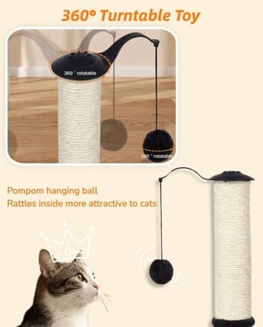 Happi N Pets 22" Cat Scratching Posts for Indoor Cats, Carpet Cat Scratch Post, Sisal Cat Scratcher, Cat Post with Rotatable Hanging Balls & Stable Base, Cat Scratchers for Kittens-Smoky Gray - Image 5