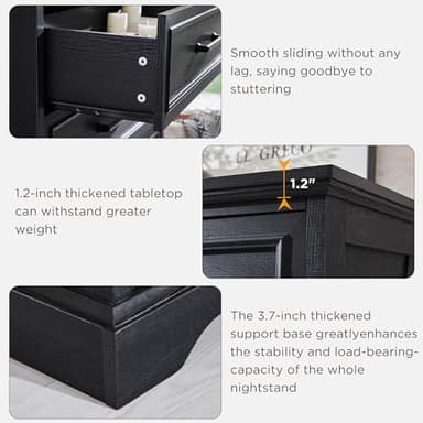 ACCOHOHO Farmhouse 8 Drawers Dresser Chests for Bedroom,52" Wide Wood Rustic Chest of Drawers with Metal Handle,Natural Texture,Drawer Organizer for Bedroom,Living Room,Hallway and Entryway,Black - Image 6