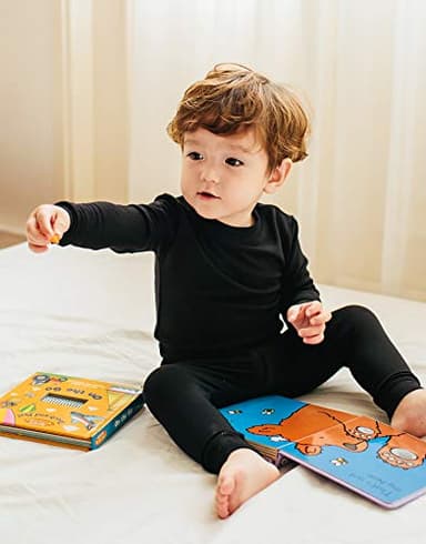 VAENAIT BABY Kids Long Sleeve Modal Sleepwear Pajamas 2pcs Set Modal Black L - Image 6