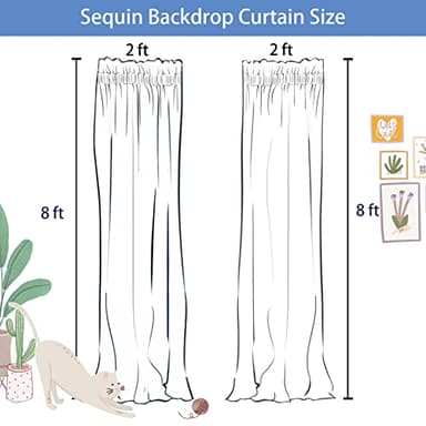 Hahuho Silver Sequin Backdrop Curtain, 4PCS 2FTx8FT Glitter Backdrop Curtain for Parties, Christmas, Wedding, Party Decoration（4 Panels, 2FT x 8FT, Silver - Image 8