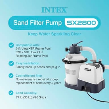 Intex SX2800 Krystal Clear Sand Filter Pump: 2800 GPH Pump Flow Rate – Improved Circulation and Filtration – Easy Installation – Improved Water Clarity – Easy-to-Clean - Image 4
