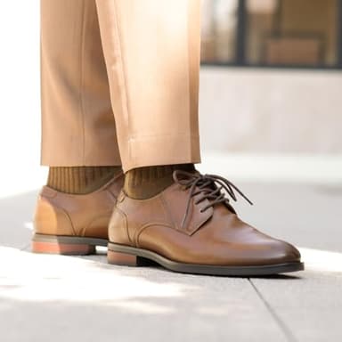 Mens Formal Oxford Dress Shoes, Lace Up Business Derby Shoes with Comfortable Lining Brown - Image 7