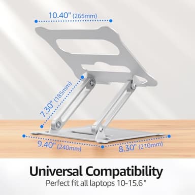 Urmust Laptop Notebook Stand Holder Adjustable Ultrabook Stand Riser Portable Compatible with MacBook Air Pro HP Dell XPS Lenovo All laptops 10-15.6"(Silver) - Image 7