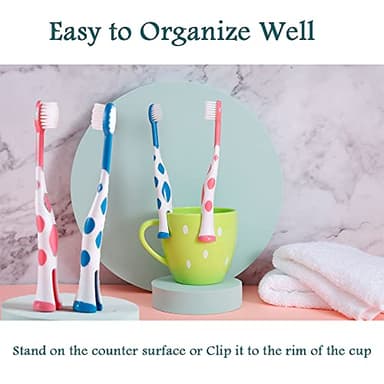 newrichbee 8 Packs Kids Toothbrush, Extra Soft Lovely Deer Toddler Toothbrush for Kids 2-8 Years (Pink&Orange&Blue&Green) - Image 6