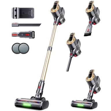 Cordless Vacuum Cleaner, 550W 45Kpa 65Mins Stick Vacuum, Self-Standing Vacuum Cleaners for Home with Wall Dock, LED Display, Anti-tangle Rechargeable Vacuum Cordless for Pet Hair/Carpet/Hard Floor - Image 1
