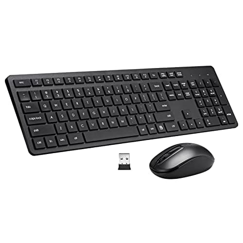 Wireless Keyboard and Mouse Combo, 2.4G Silent Cordless Keyboard Mouse Combo for Windows Chrome Laptop Computer PC Desktop, 106 Keys Full Size with Number Pad, 1600 DPI Optical Mouse (Black) - Image 1