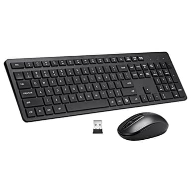 Wireless Keyboard and Mouse Combo, 2.4G Silent Cordless Keyboard Mouse Combo for Windows Chrome Laptop Computer PC Desktop, 106 Keys Full Size with Number Pad, 1600 DPI Optical Mouse (Black) - Image 1