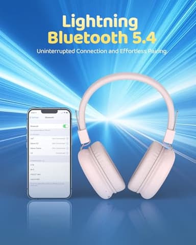 awatrue Kids Bluetooth Headphones, Over-Ear Wireless Headphones with Microphone, Safe-Volume 85dBA, Bluetooth 5.4, Foldable Lightweight and Comfortable, 50H Playtime, USB-C Charging, Pink - Image 6
